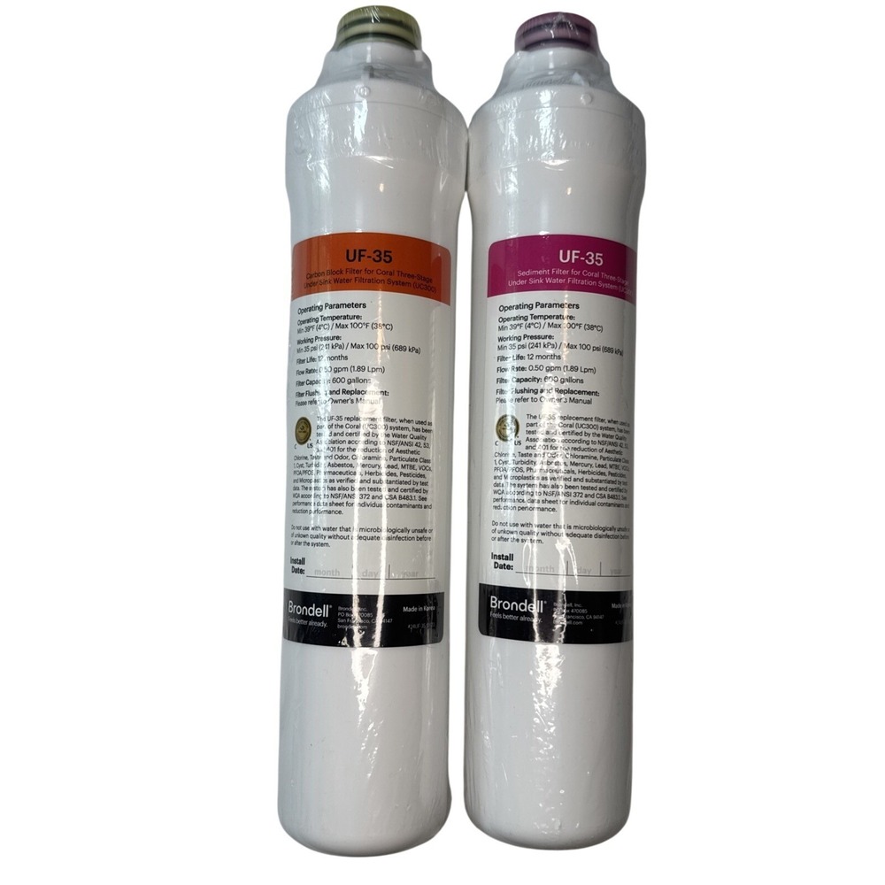 Brondell‎ UF-35 Carbon Block And Sediment Filters For Coral Three Stage System